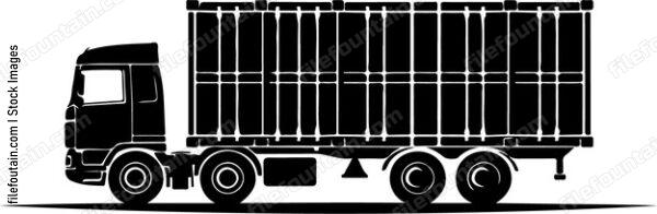 Truck with shipping container