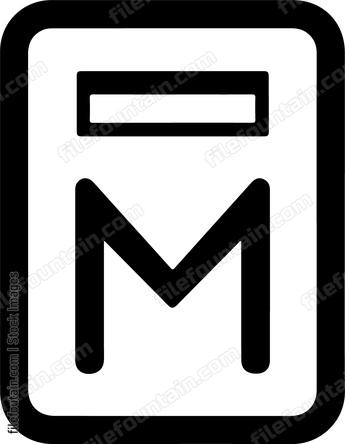 Uppercase letter m in rounded square