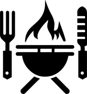 Barbecue grill with flames