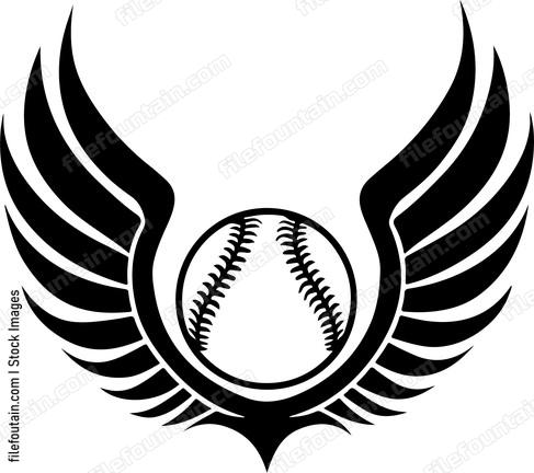 Baseball with black wings