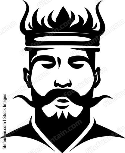 Bearded man wearing crown