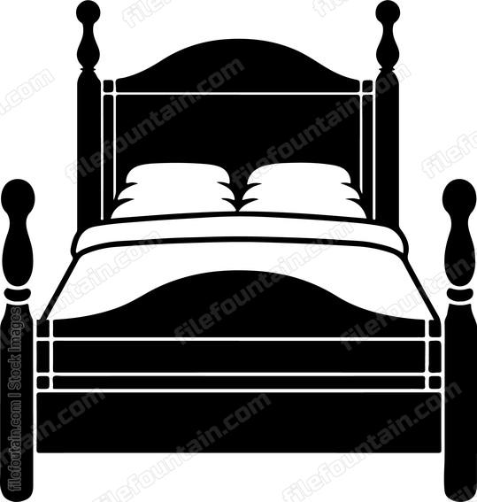 bed with duvet and two pillows
