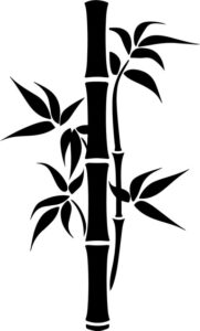 black bamboo stalk with leaves