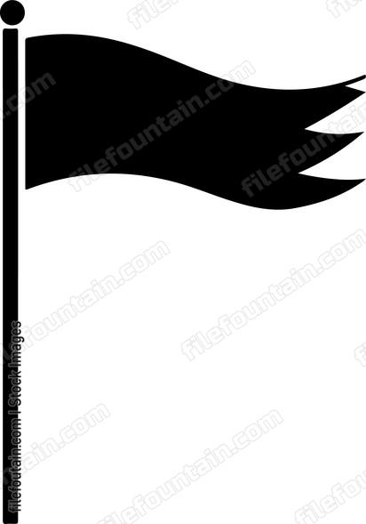 Black flag on pole