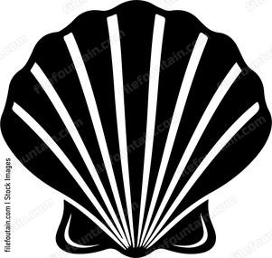 black seashell outline