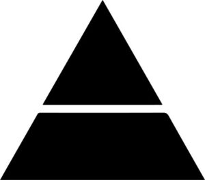 black triangle over black trapezoid