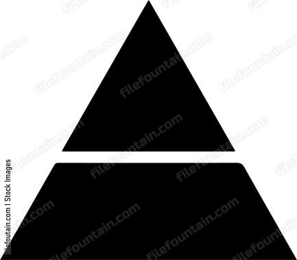 black triangle over black trapezoid