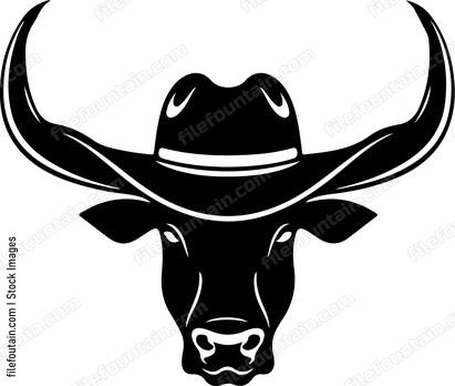Bull wearing cowboy hat