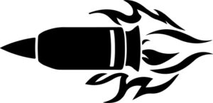 Bullet leaving gun barrel flames