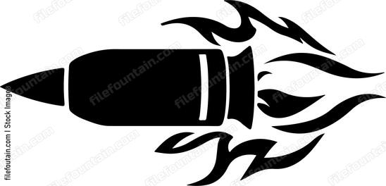 Bullet leaving gun barrel flames