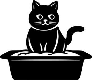 Cat sitting in litter box