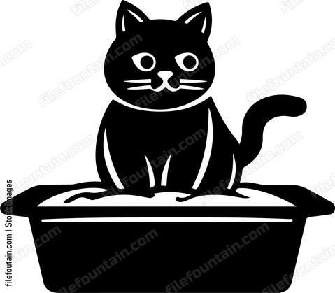 Cat sitting in litter box
