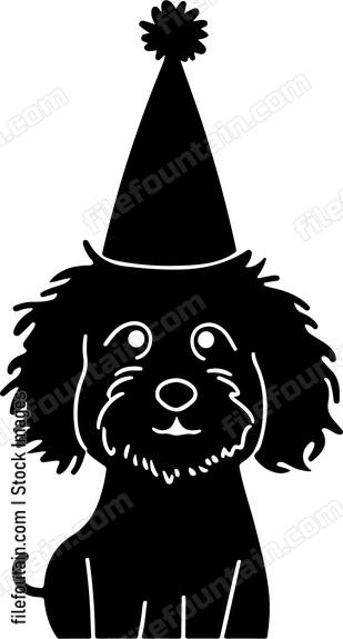 Cavapoo In Birthday Hat