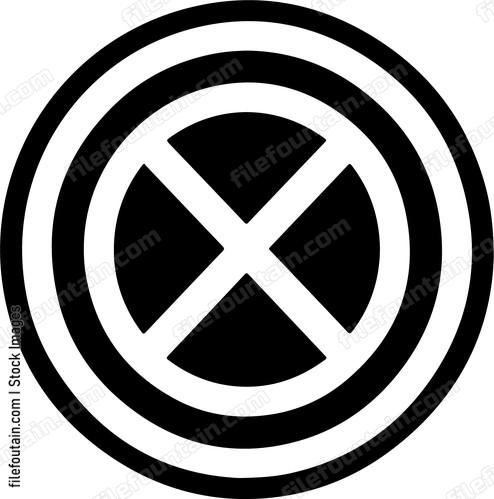 Circle with diagonal cross