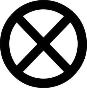 Circle with diagonal lines