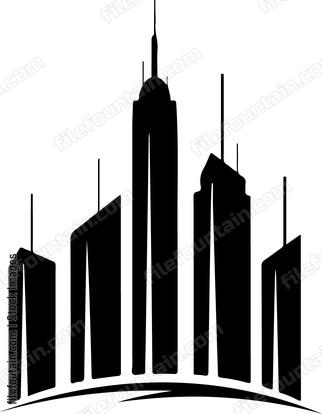 Cityscape of large buildings