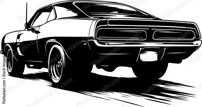 Classic black muscle car