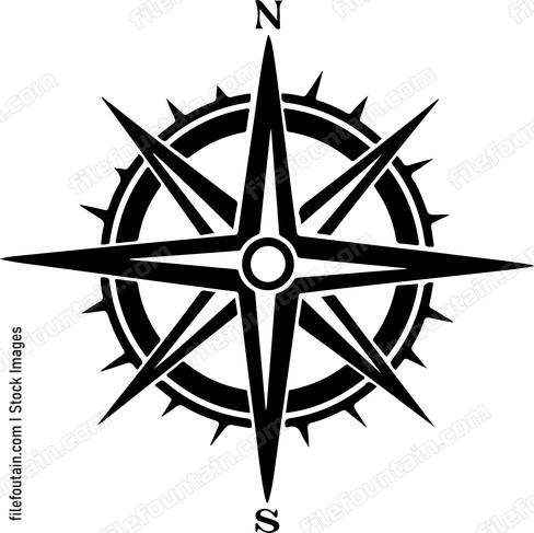 Compass rose with starburst