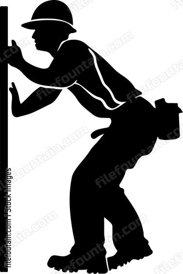 Construction Worker Pushing Wall