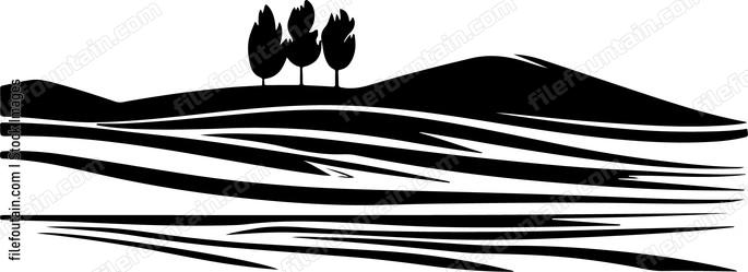 Countryside landscape silhouette
