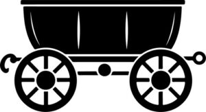 Covered wagon with large wheels