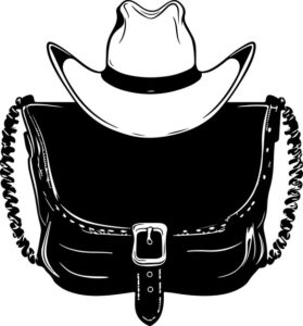 Cowboy hat on messenger bag