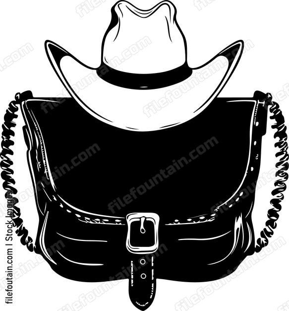 Cowboy hat on messenger bag