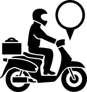 Delivery person on scooter