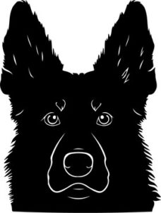 dogs head in silhouette