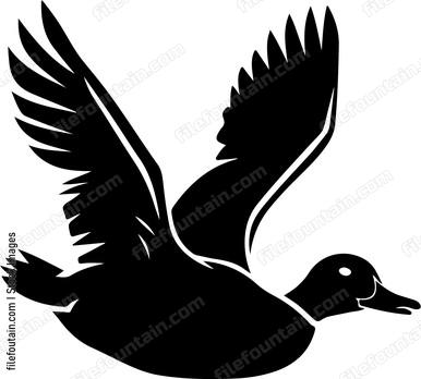 Duck flying silhouette