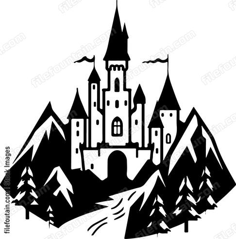 Fantasy Castle And Mountains