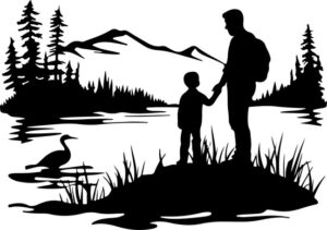 Father And Son At Lake