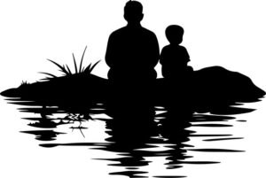 Father And Son At Lake