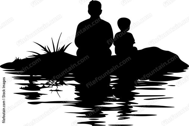 Father And Son At Lake