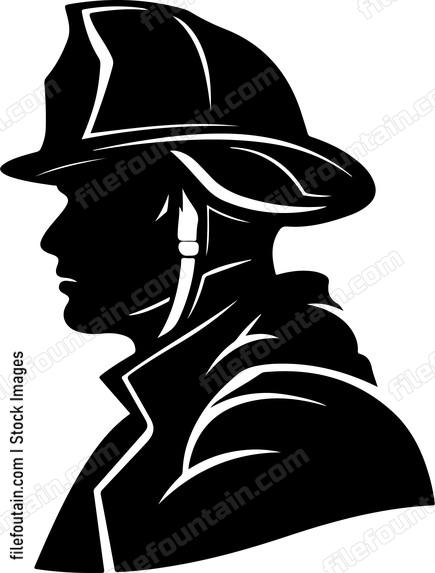 Firefighter Helmet Side View Silhouette