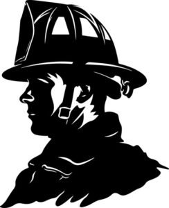 Firefighter wearing helmet