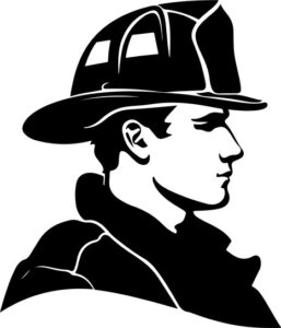 Firefighter wearing protective headgear