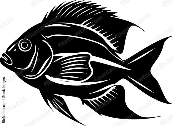 Fish in bold outline