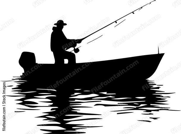 Fishermen On Boat Fishing Silhouette