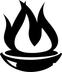 Flames rising from bowl