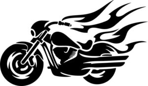 Flaming Motorcycle And Helmet