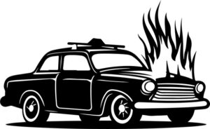 Flaming Police Car