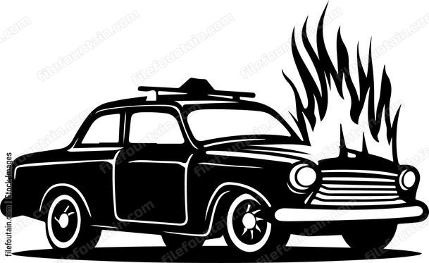 Flaming Police Car