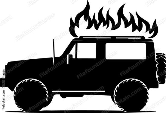 Flaming Suv
