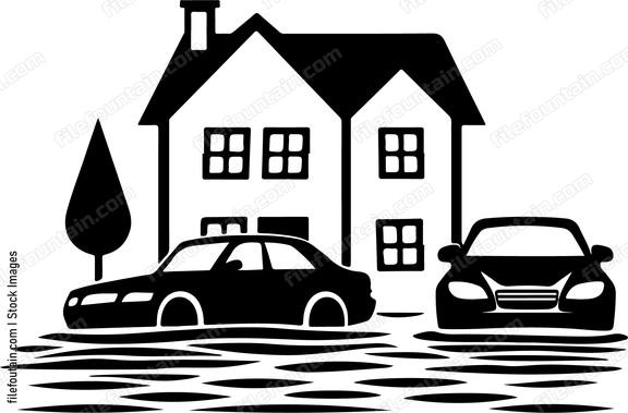 Flooded Home And Cars
