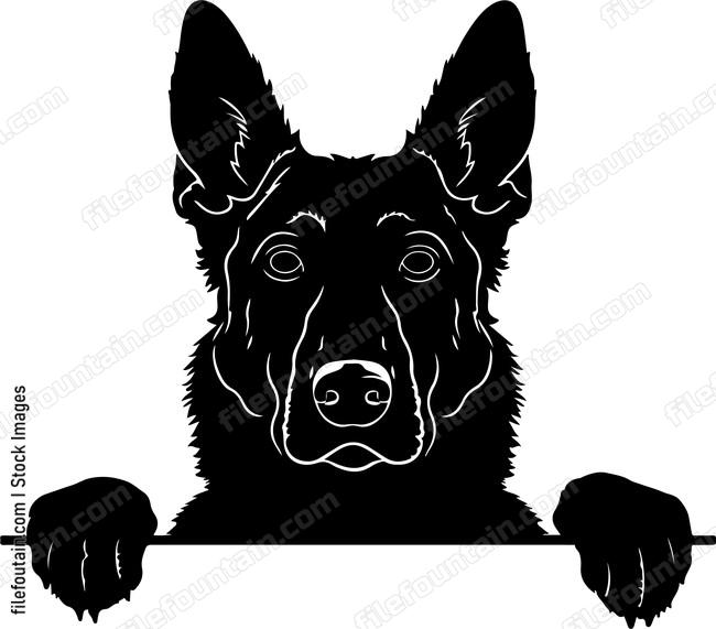 German Shepherd Behind Banner