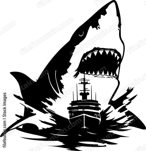 Giant Shark Attacking Ship