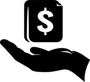 Hand holding paper with dollar sign