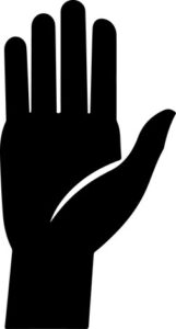 Hand with fingers raised