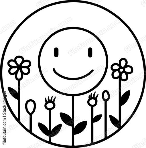 Happy flowers in circle